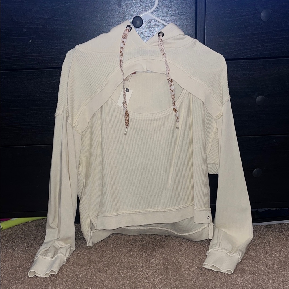 Anthropologie Cream Women's Hoodie Top